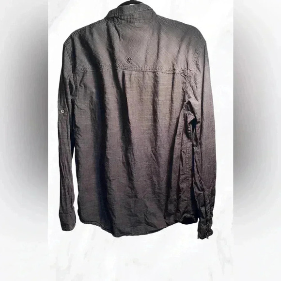 Prana charcoal grey casual long  sleeve button down shirt L - Picture 3 of 4